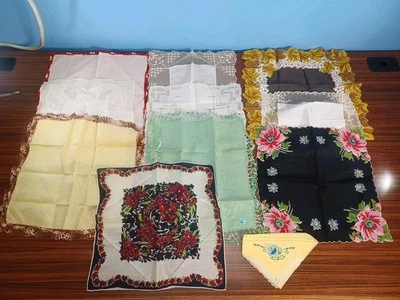 Vintage Handkerchief Lot Of 11 Floral Beautiful Delicate Embroidered Art Lace - Image 1 of 4