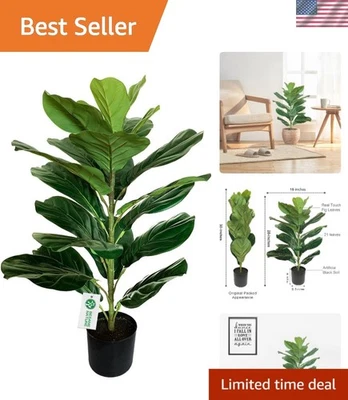 Árbol de ficus sintético Forever Green 30" en elegante maceta negra - encanto de bajo mantenimiento Foto 1 de 4