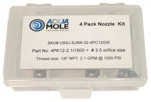 Aqua Mole (4) Pack 1/8" NPT Button Nose Sewer Jetter Nozzle 1500 PSI 3.5 Orifice - Picture 1 of 6