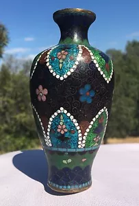 Antike Import Urne/Vase Keramik über Kupfer Blumen Art Deco.20er Jahre Miniatur - Bild 1 von 12