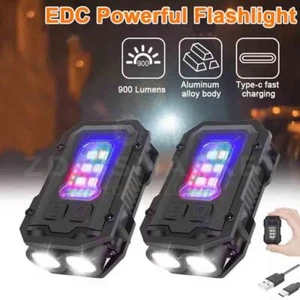 2X Mini Keychain Flashlight Super Bright Torch Rechargeable EDC LED&COB Light US - Picture 1 of 5