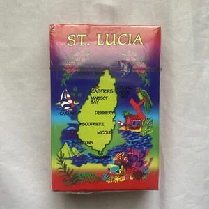 Tarjetas de recuerdo de Santa Lucía mapa caribeño viaje vacaciones coleccionables - Imagen 1 de 2