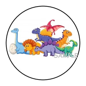 30 DINOSAUR ENVELOPE SEALS LABELS STICKERS 1.5" ROUND BIRTHDAY PARTY FAVORS - Picture 1 of 1