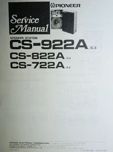 Fotocopia del sistema de altavoces manual de servicio Pioneer CS-722A CS-822A CS-922A G E - Imagen 1 de 3