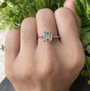 Anillo de diamantes de lujo cultivado en laboratorio con certificación IGI de corte esmeralda de 1 quilate platino 950 real - Imagen 1 de 6