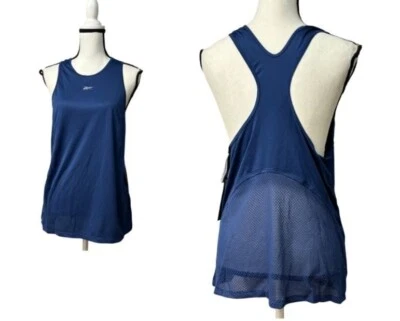 Camiseta sin mangas Reebok para mujer azul espalda cruzada malla rendimiento, azul/azul Batik, talla L Foto 1 de 4
