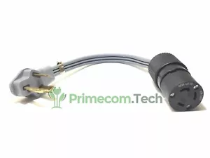 10-30P DRYER PLUG 3-PRONG to L6-30R RECEPTACLE GENERATOR TWIST LOCK ADAPTER - Picture 1 of 2