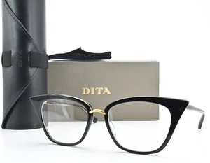 DITA Glasses Frame Rebella DRX-3031-A-BLK-GLD-51 Gloss Black Gold Cat Eye Luxury - Picture 1 of 14