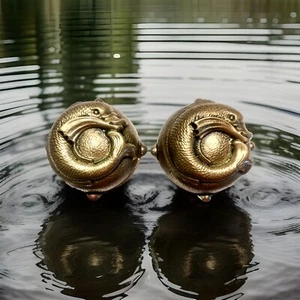 Vintage Artistic Brass Pair of DOLPHIN  Sink FAUCET HANDLES  Luxury - Picture 1 of 4