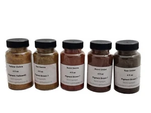 Pigment Trockenpulver Ocker, roh Sienna Umber, verbrannt Sienna Umber 5 x 4 fl. oz - Bild 1 von 11
