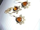 Necklace Earring Set In German Silver Metal With Citrine Quartz Glass For Women
