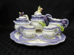 Purple Iris with Fairy 10 piece miniature tea set - Picture 1 of 9