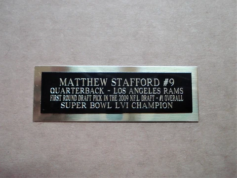 Matthew Stafford Football Card Los Angeles Rams Card Plaque Nameplate 1" X 3" Cover