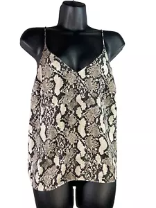 H & M Silk Camisole Tank Top Womens Snake Print V-neck Reptile Spaghetti Strap 4 - Picture 1 of 14