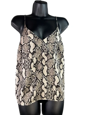 H & M Silk Camisole Tank Top Womens Snake Print V-neck Reptile Spaghetti Strap 4 - Image 1 of 4