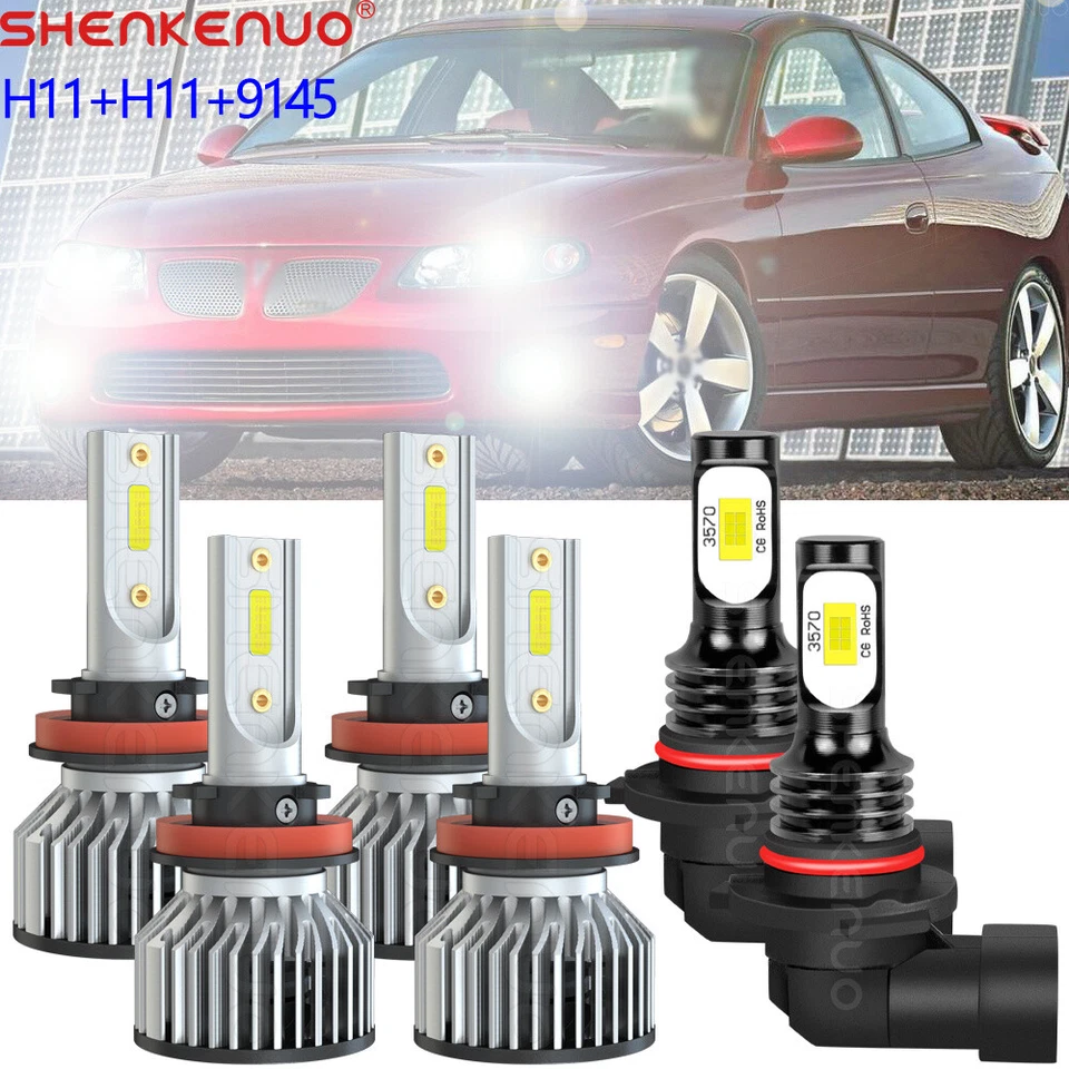 Combo de 6 faros LED haz alto/bajo + bombillas antiniebla para Pontiac GTO 2004-2006 Foto 1 de 4