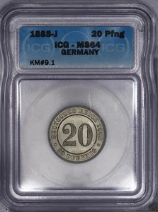 1888-J 20 Pfenning Germany KM# 9.1 ICG MS64 LB - Picture 1 of 2