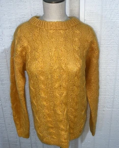 Suéter tejido con cable Whitney Brooks vintage mezcla mohair naranja mediano usado en excelente estado - Imagen 1 de 9