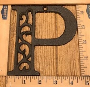 Letter "P" Ornate Cast Iron Filigree 4 5/8"tall by 4 1/2"wide Rustic 0557-P - Picture 1 of 24