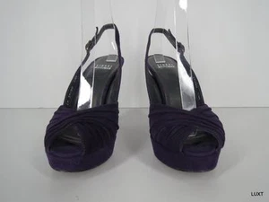 Tacones de zapatos Stuart Weitzman talla 5,5 plataforma de gamuza púrpura punta de péep - Imagen 1 de 12