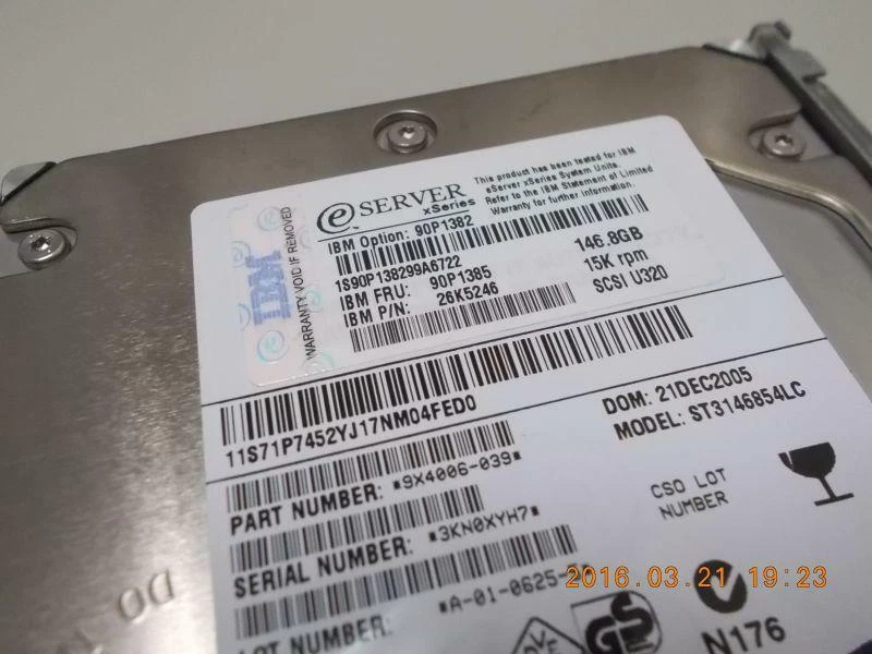 IBM 146 GB 90P1382 90P1385 26K5246 SCSI Internal 15000 RPM 3.5"Hard Drive HDD - Image 1 of 1