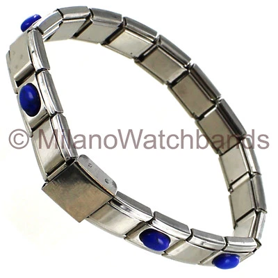 9-12mm Speidel Metal Expansion With Blue Genuine Stones Bracelet & Watch Band! - Image 1 of 4