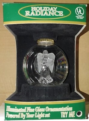 Holiday Radiance Fine Glass Angel Harp Illuminated Ornament NIB  Foto 1 de 4