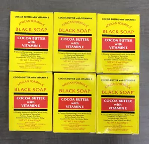 6er Pack African Formula SCHWARZE SEIFE Kakaobutter mit Vitamin E - je 3,5oz (100g) - Bild 1 von 2