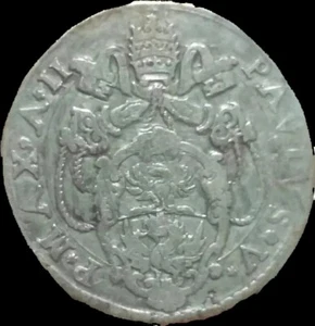 1607 Pope Paul V 1605-1621. Silver Testone. Papal State. Scarce 9.1 gr/29 mm - Picture 1 of 2