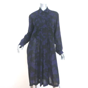 Dries Van Noten Beaded Panther Shirtdress Purple/Black Camouflage Cotton Size 34 - Picture 1 of 8