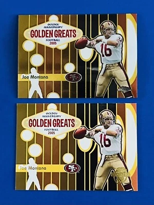 (2)  2005 Topps Joe Montana 49ers Golden Greats Base & Chrome Insert Cards #GA1 - Image 1 of 2