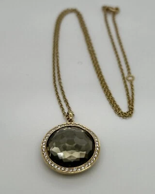 Ippolita 16mm Hematite & Diamonds 18k Yellow Gold 14-18” Necklace - Image 1 of 4