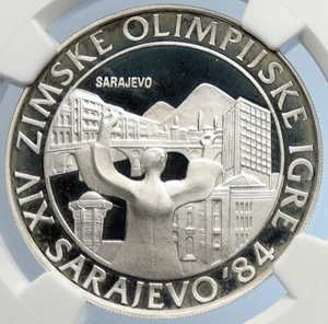 1982 YUGOSLAVIA Olympic SARAJEVO CITY Proof Silver 250 Dinara Coin NGC i105701 - Picture 1 of 5