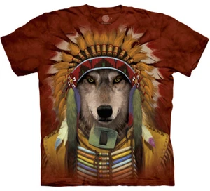 Wolf Spirit Chief Native American Indian Animal The Mountain Red Shirt M - Picture 1 of 3