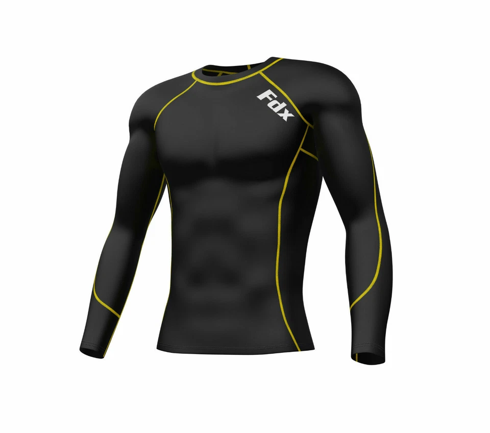 FDX Mens Compression Armour Base Layer Top Long Sleeve Thermal Multi Sport Shirt - Image 1 of 1