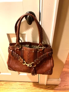 Coach Hamptons Vintage Cognac Braided Leather Carryall Bag 9290 Limited - Picture 1 of 12