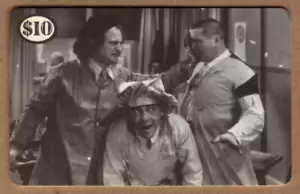 The Three Stooges: 'Proud Painters' B&W Photo USED Phone Card - Picture 1 of 2