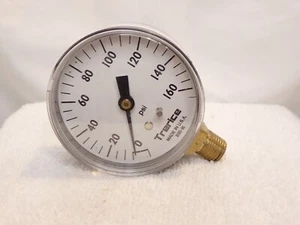 TRERICE 9185-05 BOTTOM MOUNT AIR PRESSURE GAUGE 1/4 NPT 0-160 PSI 2-1/2" FACE - Picture 1 of 3