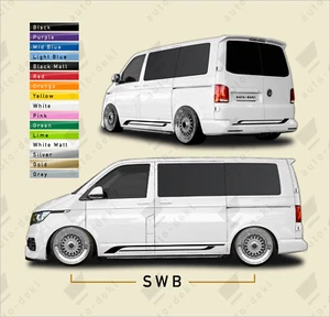 Fits VW T5 T6 Transporter SWB - Full Van Decal Stripe Kit with Both Sides + Rear - Picture 1 of 18