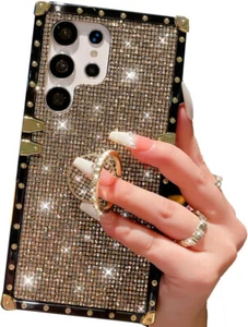 Bling Strass Glitzer Handyhülle, Samsung Galaxy S25 Ultra, Ring Ständer, Gold - Bild 1 von 7