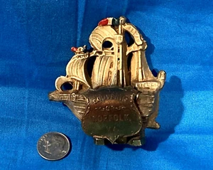 ANTIGUO RECUERDO ITALIANO HOMBRE DE GUERRA DE NORFOLK VA PESADO METAL PESO DE PAPEL EN MUY BUENA CONDICIÓN - Imagen 1 de 7