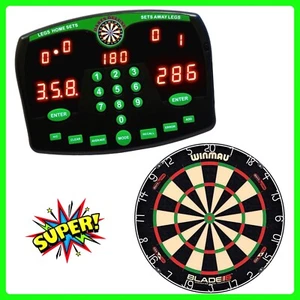 Dart Scorer Darts Deluxe and Blade 6 Dartboard with Electronic Darts Scorer - Picture 1 of 9