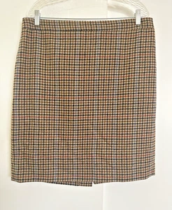 J. CREW Mercantile Brown Herringbone Wool Skirt 14 Straight - Picture 1 of 5