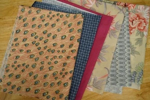 Lot 6 Assorted Cotton Quilting Craft Fabric Calico Florals Peacock Patterns - Picture 1 of 8