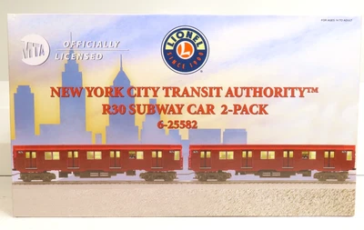Lionel 6-25582 NYC Transit Authority R-30 Red Subway 2 Car Set NIB  - Image 1 of 4