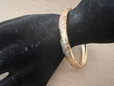 14K Tri Color Gold Panther Hinged Bangle Bracelet 16.1 Grams - Image 1 of 4