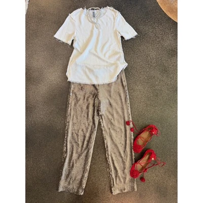 Pantalones de lentejuelas Prabal Gurung para mujer metálicos brillantes hechos en Nueva York Foto 1 de 4