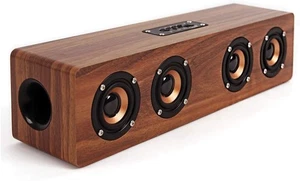 Retro Holz Bluetooth Lautsprecher, Wireless Quad 40W Loudspeakers 3D Surround Sound - Bild 1 von 8
