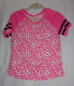 Justice Pink Black And white Daisy Top Girls Size 20 - Picture 1 of 3