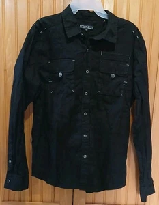 Affliction Shirt Herren L Large schwarz bestickt Gothic Grunge Biker Tattoo - Bild 1 von 5